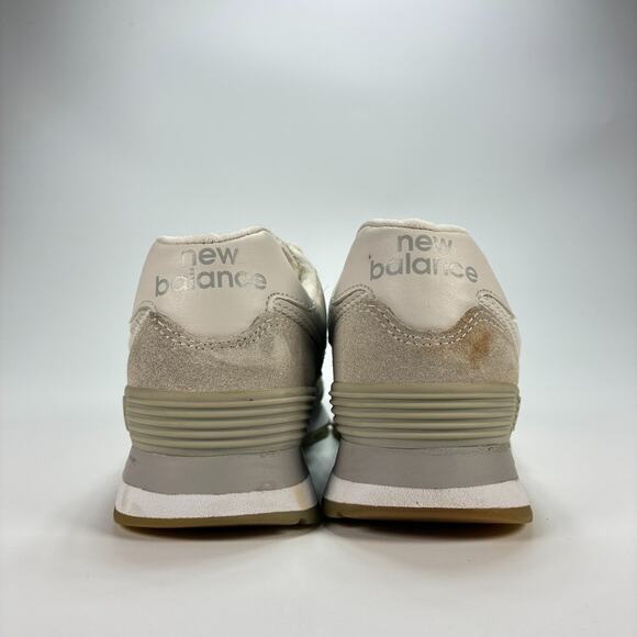 New Balance 574 Off White Beige Suede Athletic Running Shoes Women's Size 6 - Picture 5 of 12